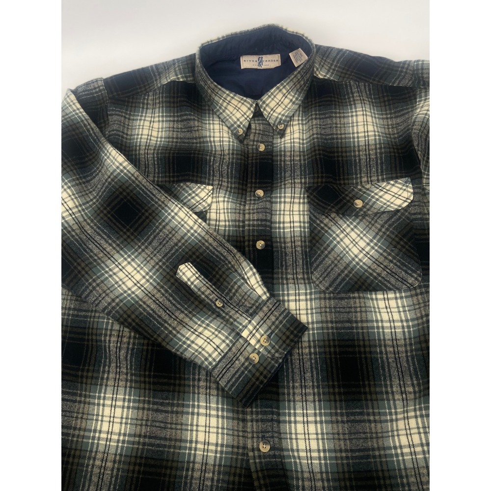 River Trader Men's 2XL‎ Plaid Flannel Shirt Long Sleeve Button Front Casual
